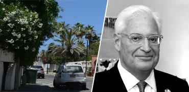 דיוויד פרידמן, שגריר ארה”ב ורחוב התכלת בו נמצא בית השגריר האמריקאי / צילום: קובי גדעון, לע"מ, איל יצהר